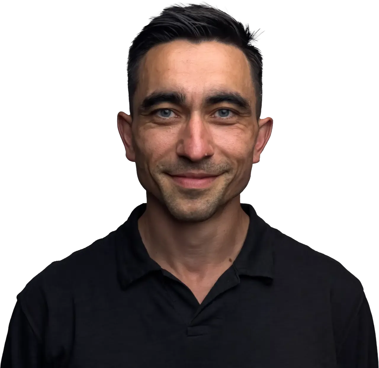 Aivars Lipenitis, founder and author — casual portrait in a black polo